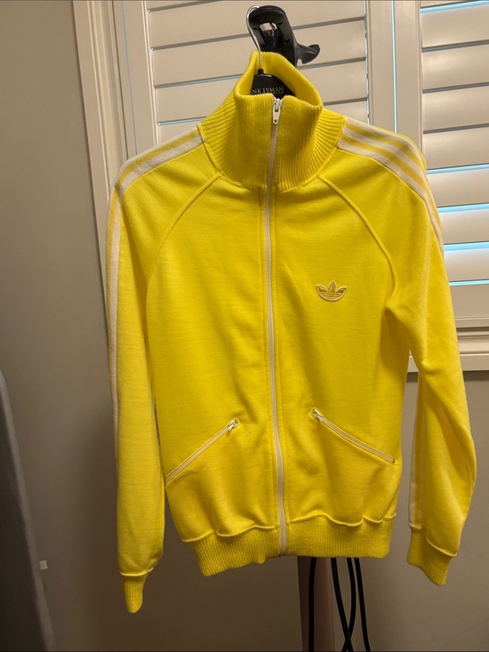 adidas Jackets & Blazers - Vintage. Adidas Yellow Track Jacket with White Stripes